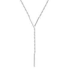 Our Rachel necklace is a perfect blend of modern elegance and timeless style. This sophisticated piece features a sleek and slender bar design that gracefully elonga