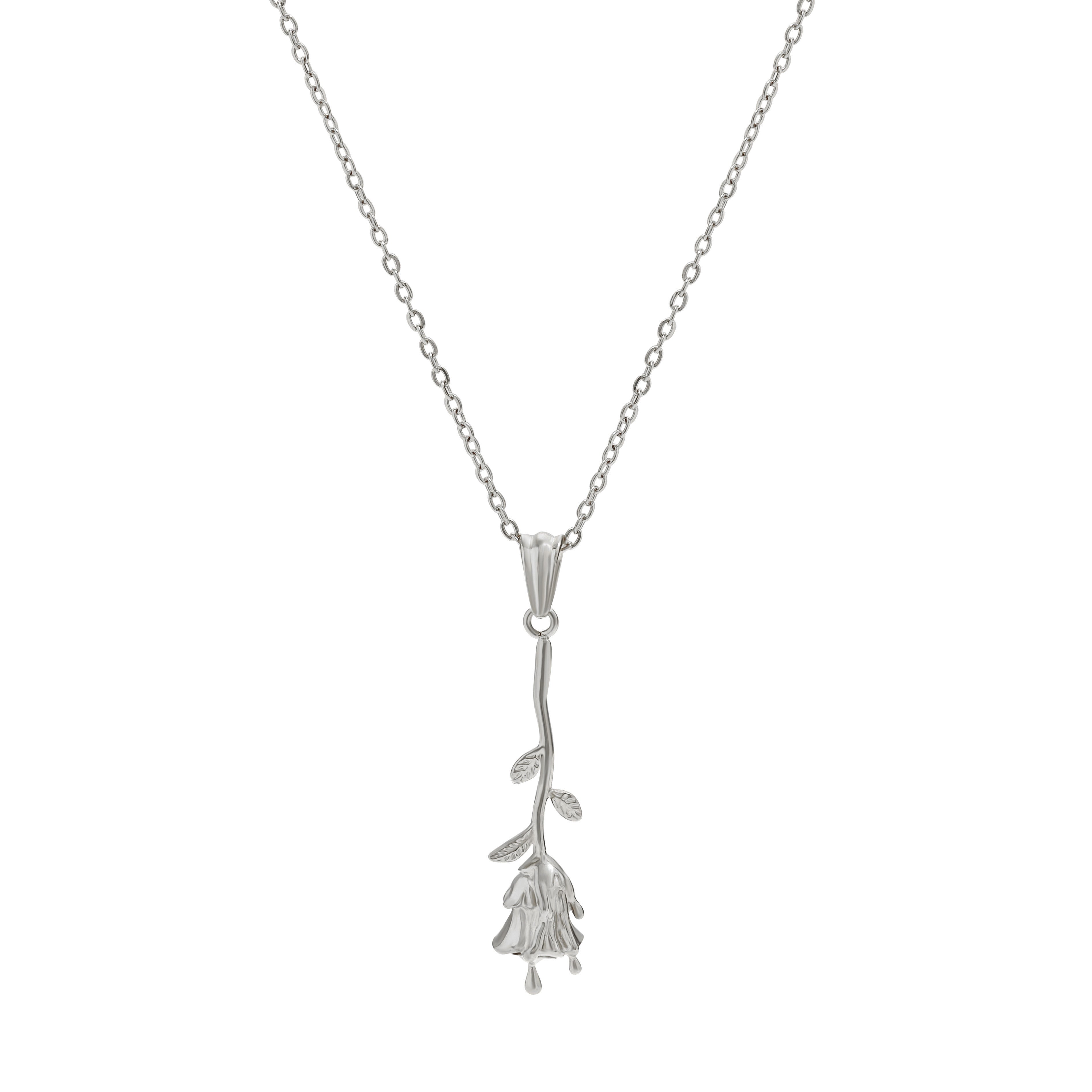 Belle Necklace Dripping Rose Pendant – 18k Gold Plated
