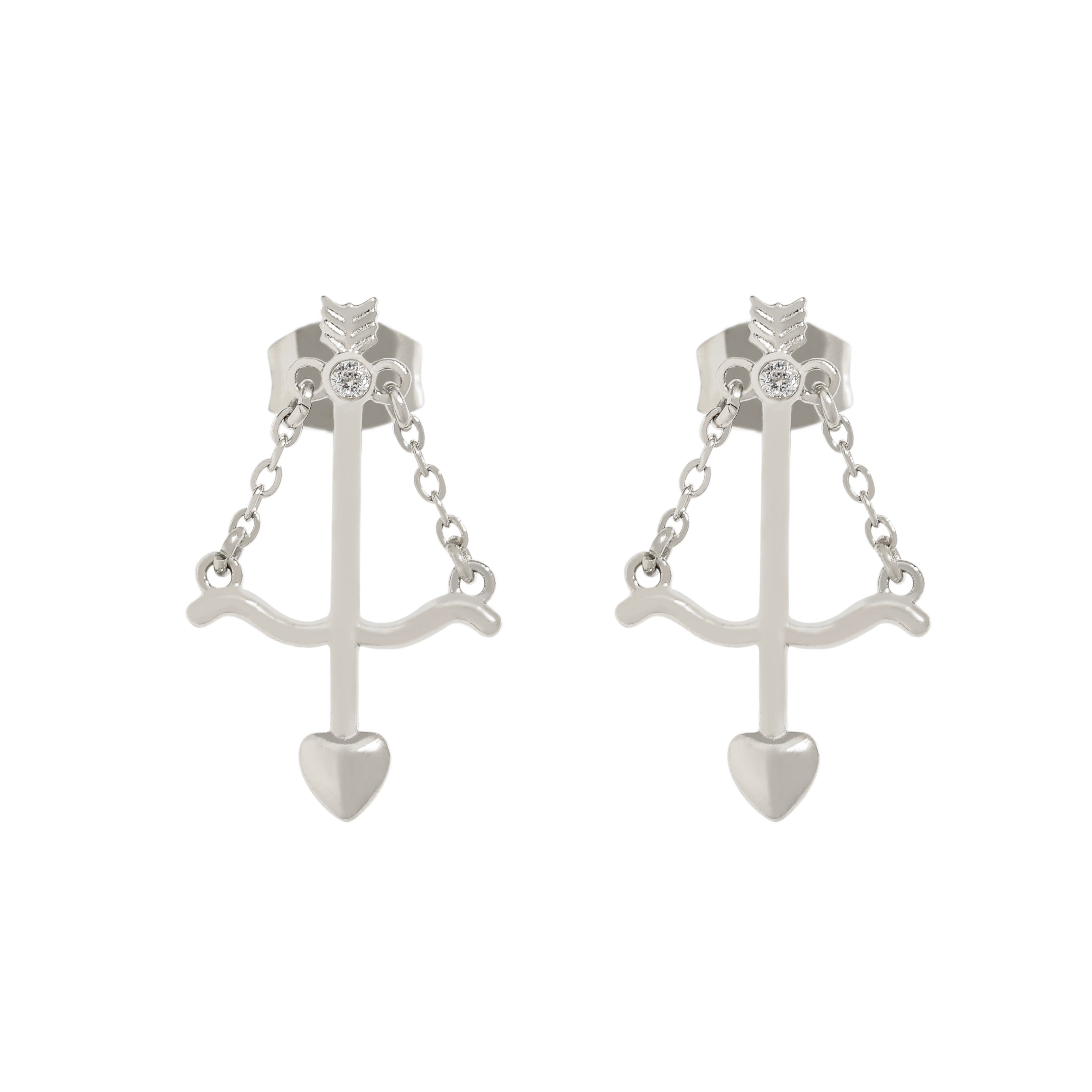 Cupid Studs – Gold Bow Arrow Earrings