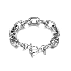 chunky chain link bracelet in stainless steel