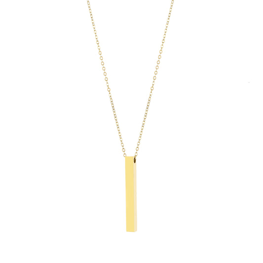 gold plated rectangular bar necklace 3760